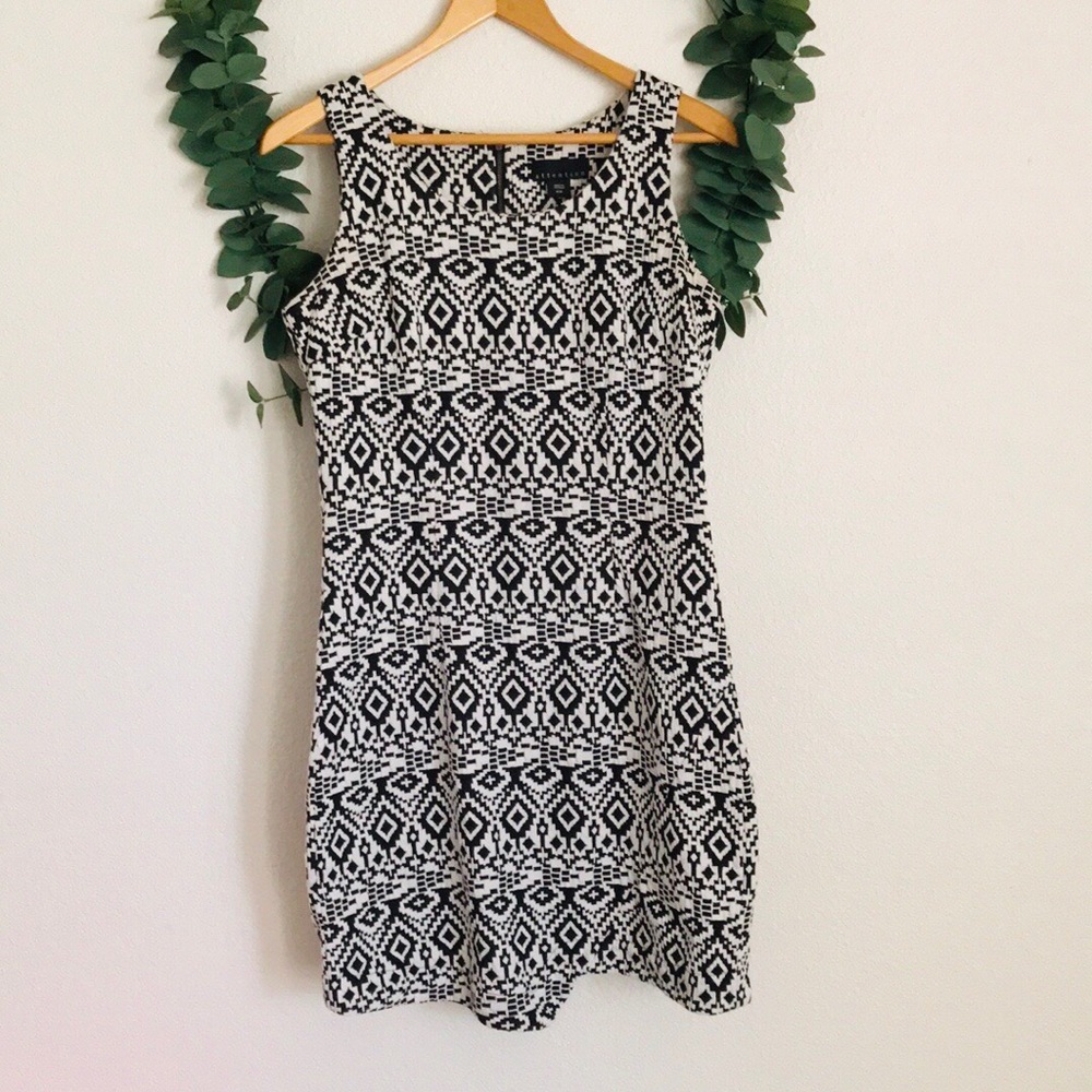 Aztec Print Black & White Dress